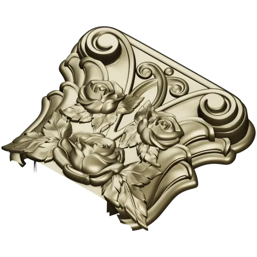 Rosa Coronet - Floral Capital STL for CNC