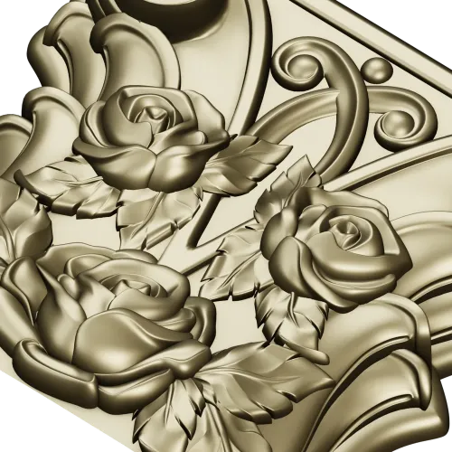 Rosa Coronet - Floral Capital STL for CNC