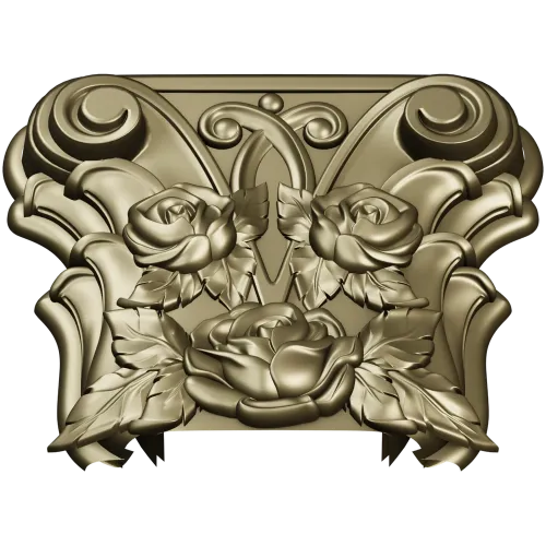 Rosa Coronet - Floral Capital STL for CNC