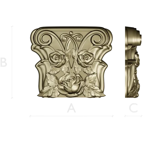 Rosa Coronet - Floral Capital STL for CNC