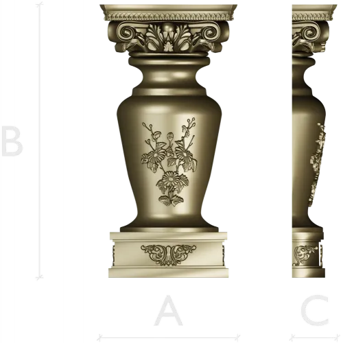 Classical Baluster with Corinthian Capital - STL 3D Model for CNC