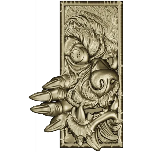 Wolf's Grasp - high-relief wolf plaque STL for CNC