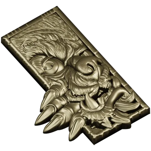 Wolf's Grasp - high-relief wolf plaque STL for CNC