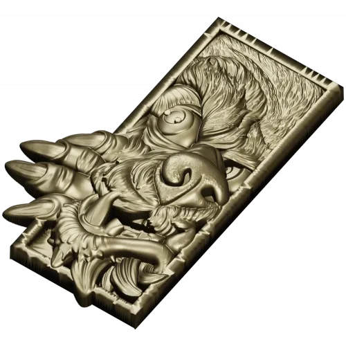 Wolf's Grasp - high-relief wolf plaque STL for CNC