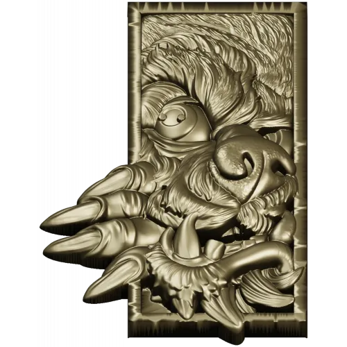 Wolf's Grasp - high-relief wolf plaque STL for CNC