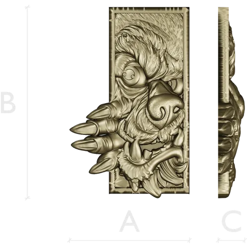 Wolf's Grasp - high-relief wolf plaque STL for CNC