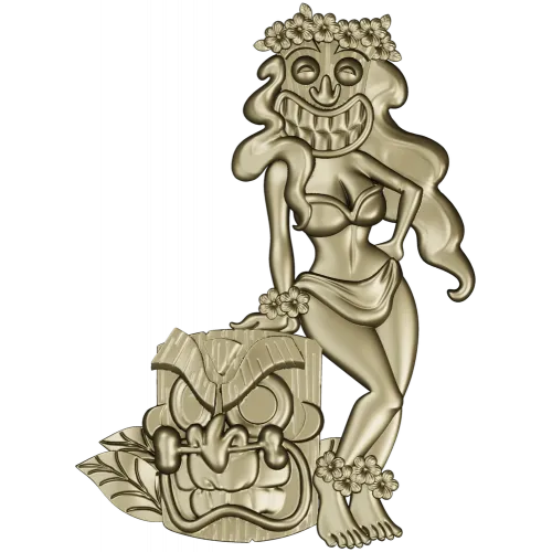 Hula Tiki Maiden - STL 3D model for CNC carving