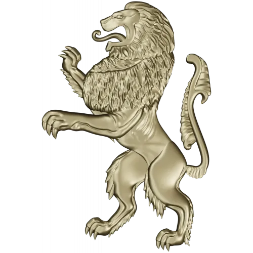 Heraldic Rampant Lion - High-Relief STL for CNC