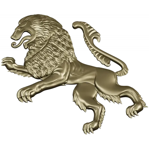Heraldic Rampant Lion - High-Relief STL for CNC
