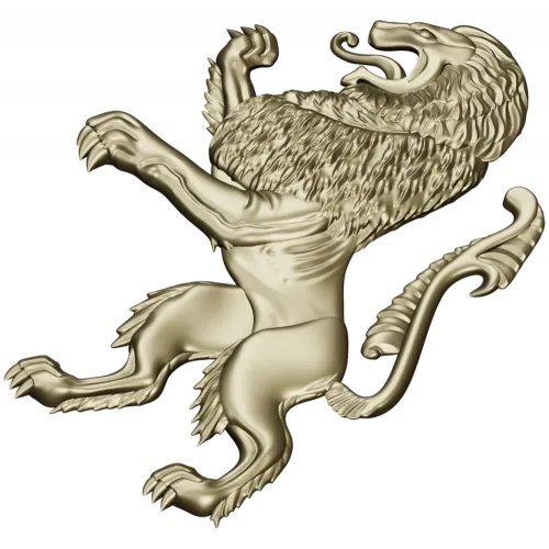 Heraldic Rampant Lion - High-Relief STL for CNC