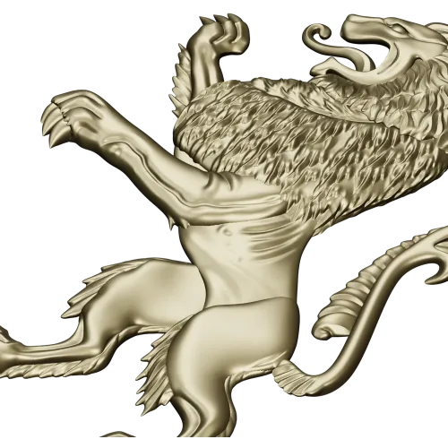 Heraldic Rampant Lion - High-Relief STL for CNC