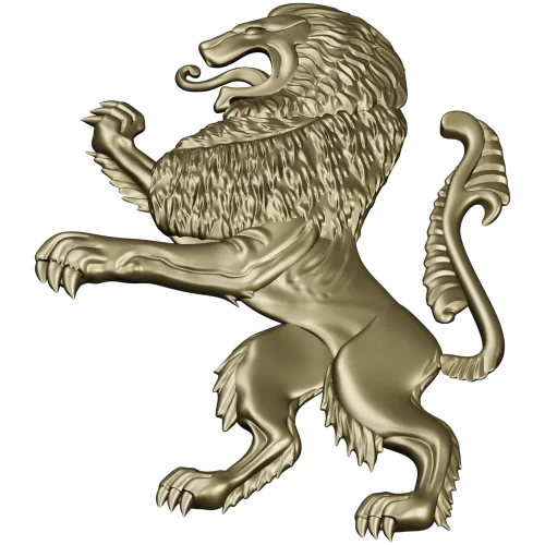 Heraldic Rampant Lion - High-Relief STL for CNC