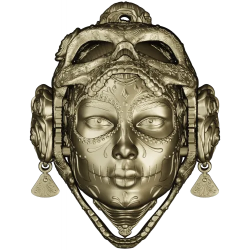 La Dama de Calavera - detailed 3D STL mask for CNC routing