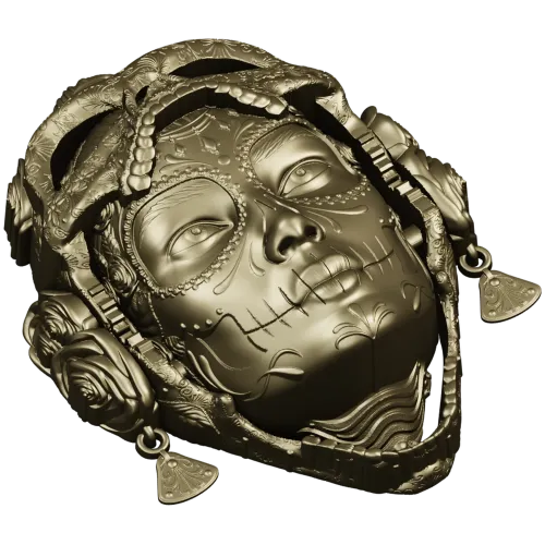 La Dama de Calavera - detailed 3D STL mask for CNC routing