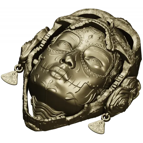 La Dama de Calavera - detailed 3D STL mask for CNC routing