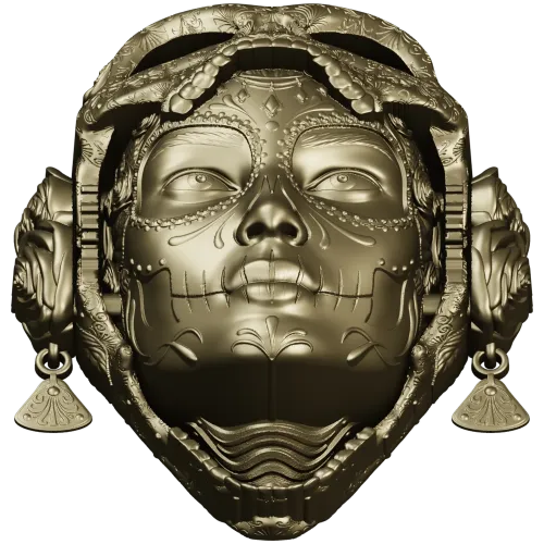 La Dama de Calavera - detailed 3D STL mask for CNC routing