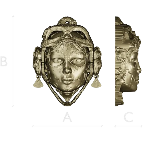 La Dama de Calavera - detailed 3D STL mask for CNC routing