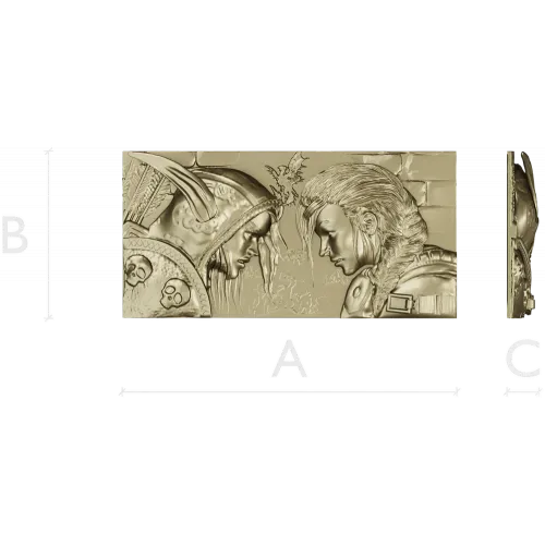 High-Relief Warrior Panel STL - Confrontation Bas-Relief