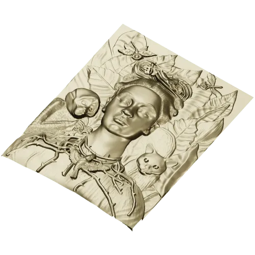 Thorned Muse - Portrait Relief STL for CNC