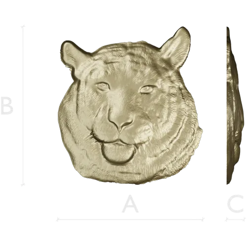 Regal Tiger Relief - high-relief tiger head STL for CNC