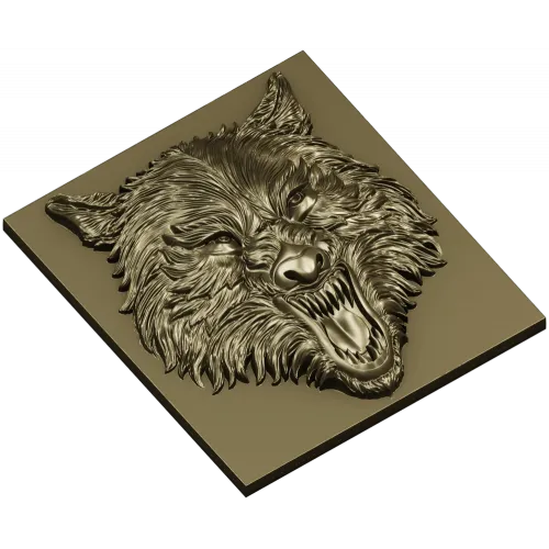 Fenrir Snarl - high-relief wolf head STL for CNC