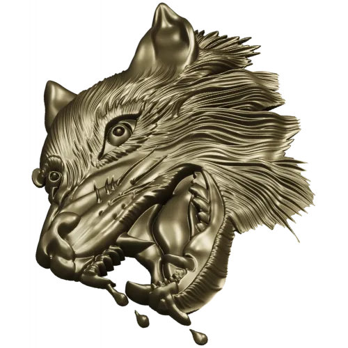 Wolf Head Relief STL for CNC - Detailed 3D Model for Milling
