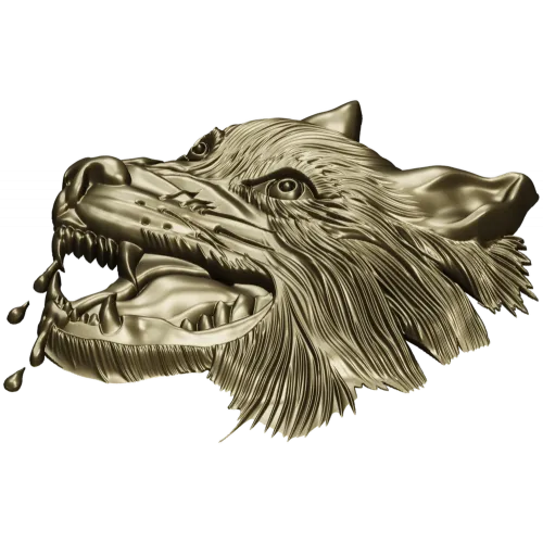 Wolf Head Relief STL for CNC - Detailed 3D Model for Milling