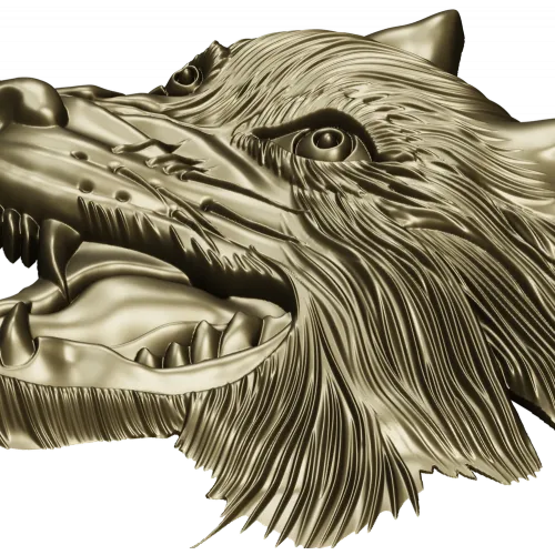 Wolf Head Relief STL for CNC - Detailed 3D Model for Milling
