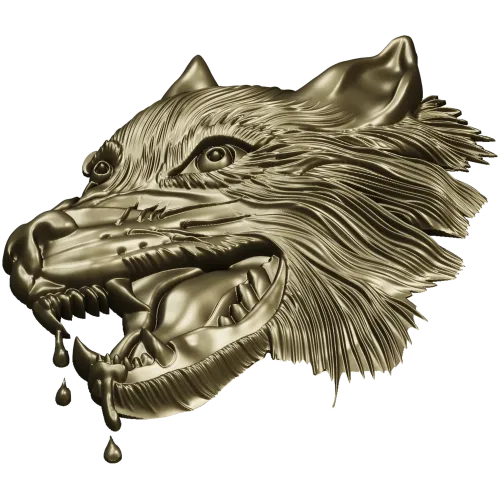 Wolf Head Relief STL for CNC - Detailed 3D Model for Milling