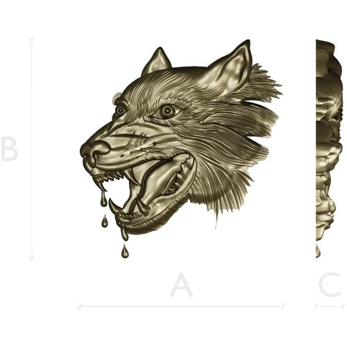 Wolf Head Relief STL for CNC - Detailed 3D Model for Milling