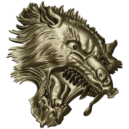 Fenrir's Roar - Wolf Head STL 3D Model for CNC