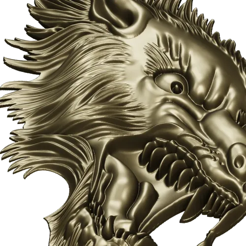 Fenrir's Roar - Wolf Head STL 3D Model for CNC