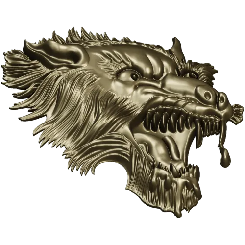 Fenrir's Roar - Wolf Head STL 3D Model for CNC