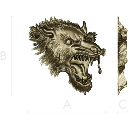 Fenrir's Roar - Wolf Head STL 3D Model for CNC