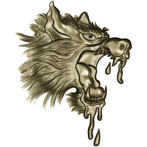 Molten Wolf Head - high-relief STL 3D model for CNC