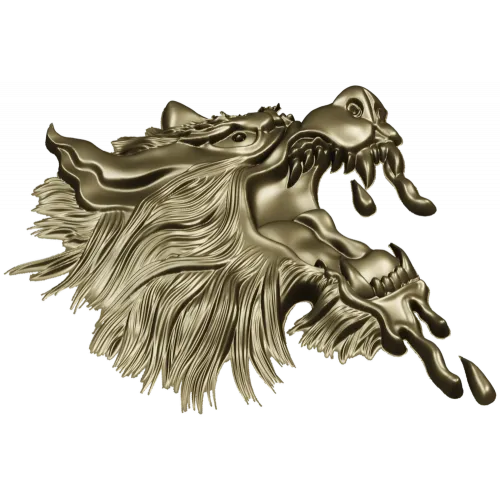 Molten Wolf Head - high-relief STL 3D model for CNC