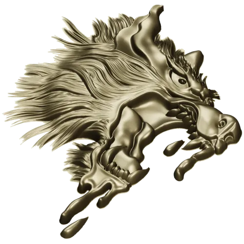 Molten Wolf Head - high-relief STL 3D model for CNC