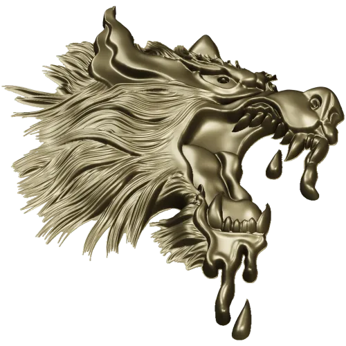 Molten Wolf Head - high-relief STL 3D model for CNC