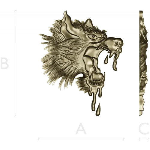 Molten Wolf Head - high-relief STL 3D model for CNC