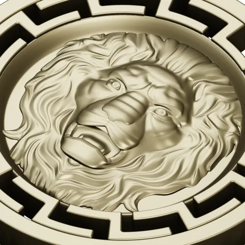 Lion Head Medallion STL 3D Model for CNC