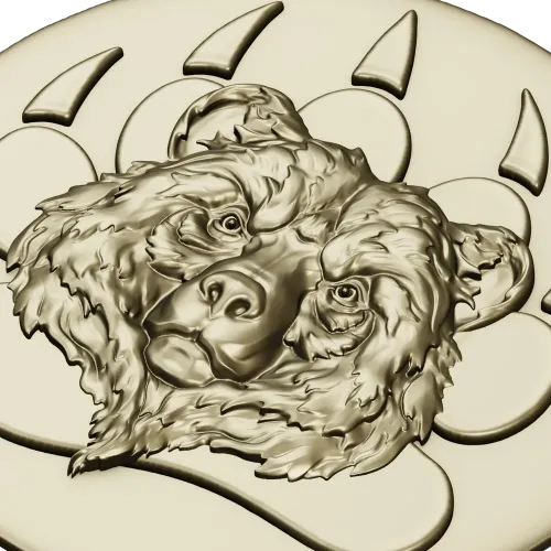 Bear Head Medallion STL for CNC