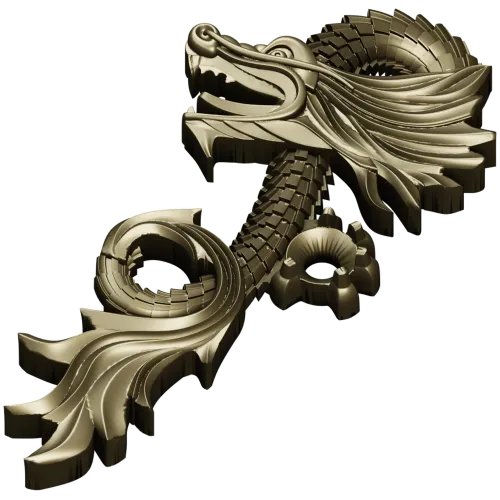 Ornamental Dragon STL for CNC - high-relief decorative 3D model