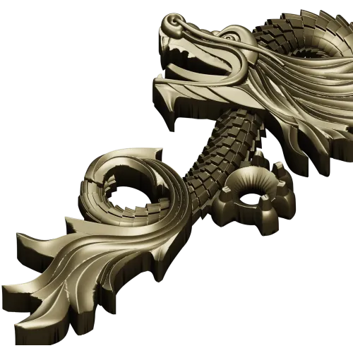Ornamental Dragon STL for CNC - high-relief decorative 3D model