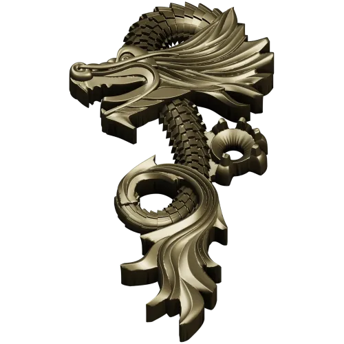 Ornamental Dragon STL for CNC - high-relief decorative 3D model