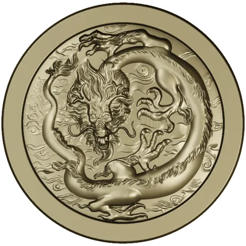 Круглый медальон с китайским драконом - STL для ЧПУ
