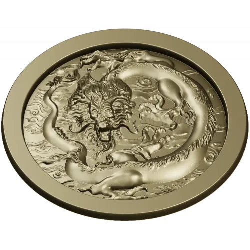 Круглый медальон с китайским драконом - STL для ЧПУ