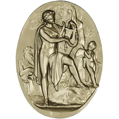 Lyre Player High-Relief Medallion STL