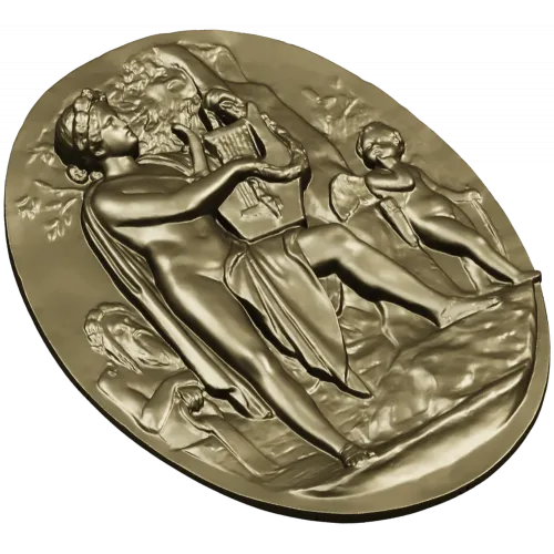 Lyre Player High-Relief Medallion STL
