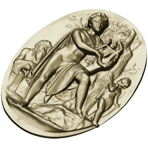 Lyre Player High-Relief Medallion STL