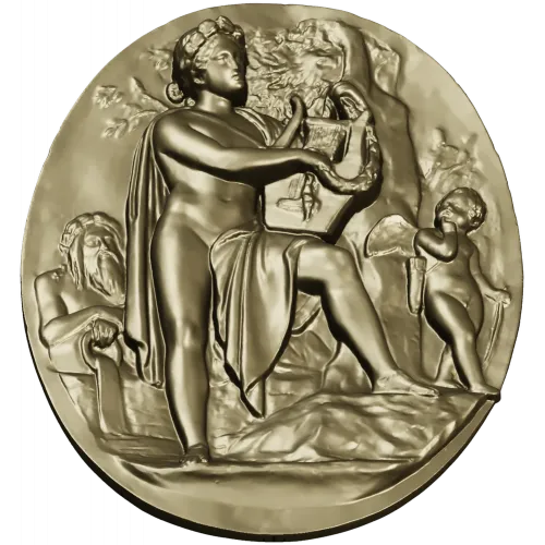 Lyre Player High-Relief Medallion STL